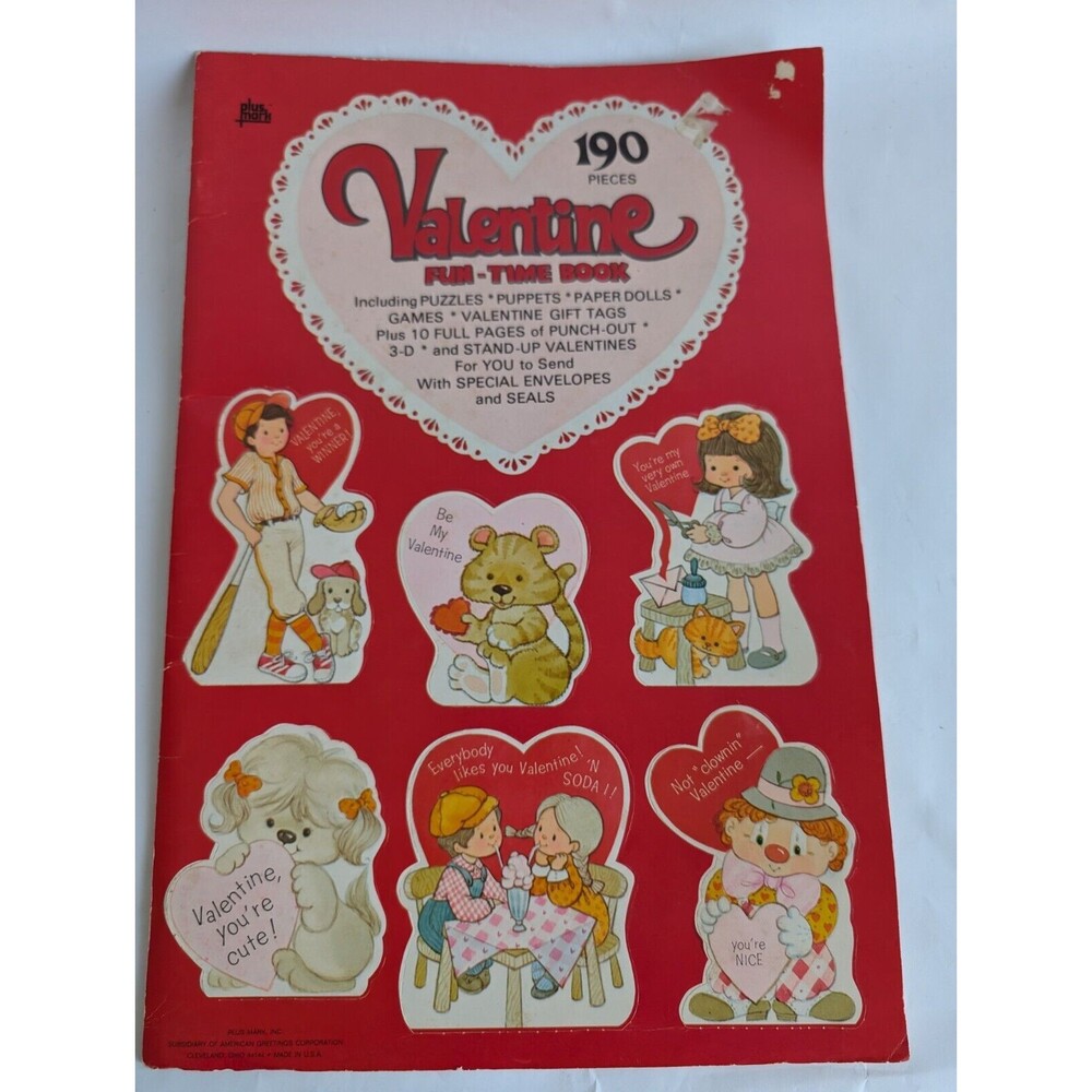 Vtg Book 190 Valentines Card Book 60s Punch Out Paper Dolls Plus Mark